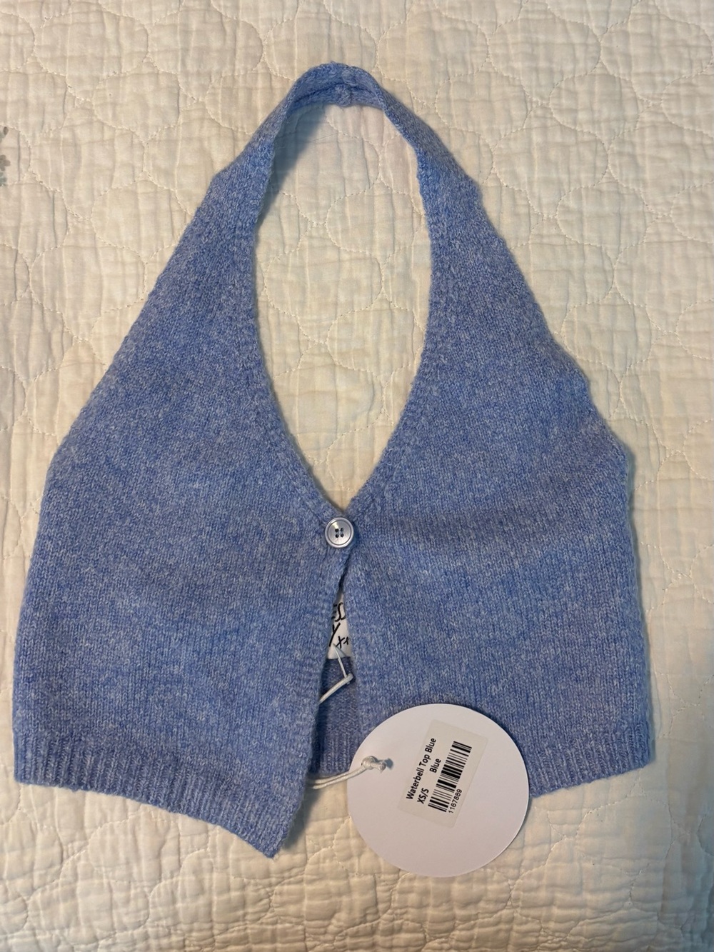Princess Polly Light Blue Knit Halter Sweater Top